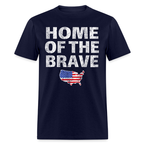 Home of the Brave USA Patriotic T-Shirt Free Shipping - navy