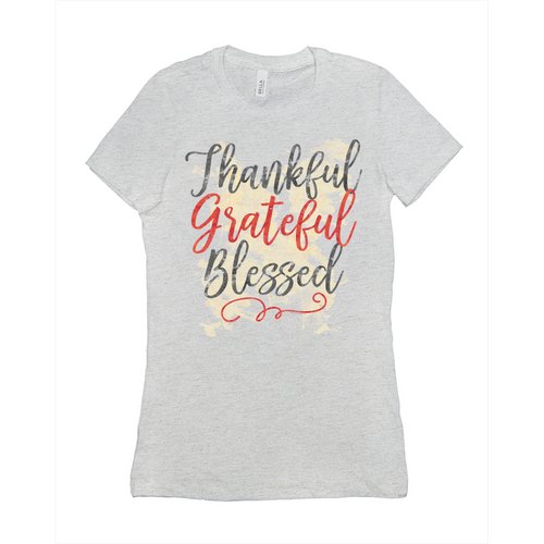 Thankful Grateful Blessed Inspirational Quote Womens T-Shirt