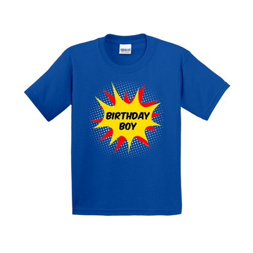 Birthday Boy Superhero Red/Yellow/Blue Explosion T-Shirt