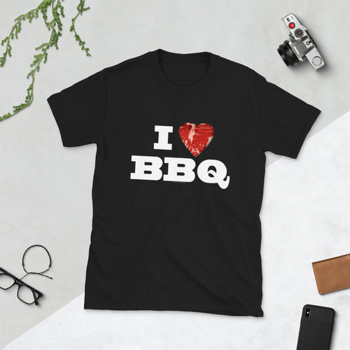 Men's I Love Heart BBQ Steak Grill Meat Men's Funny T-Shirt
