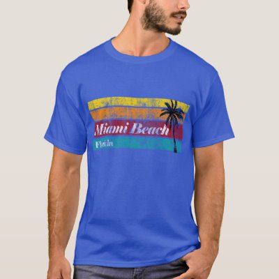 Rainbow Sunset Vintage Miami Beach Florida T-Shirt