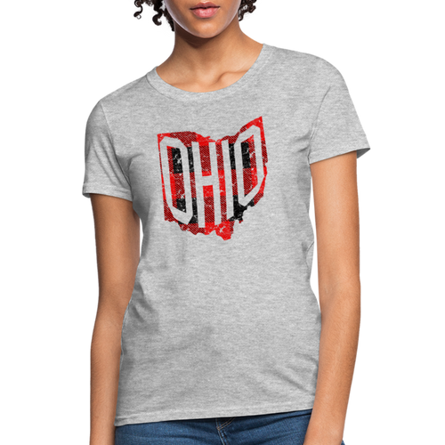 Vintage Buffalo Plaid Ohio Shape T-Shirt - heather gray