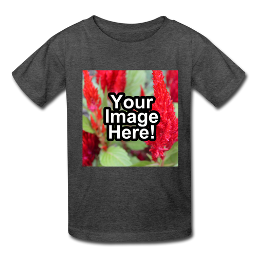 Custom Personalized Photo T-Shirt Create Your Own Kids Gift, No Minimum Order, Free US Shipping - heather black