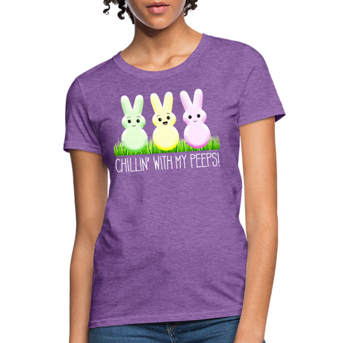 Chillin' With My Peeps Cute Easter Bunny T-Shirt - purple heather