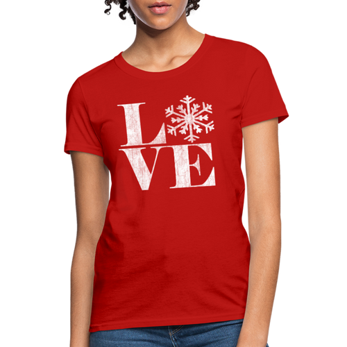 Love Snowflake Vintage Christmas T-Shirt - red