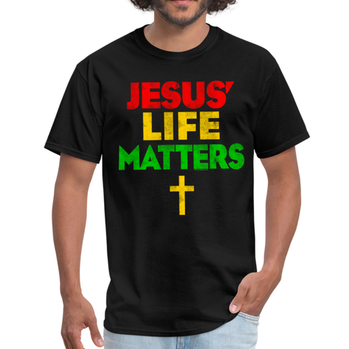 Jesus Life Matters Black Lives Christian Cross T-shirt - black