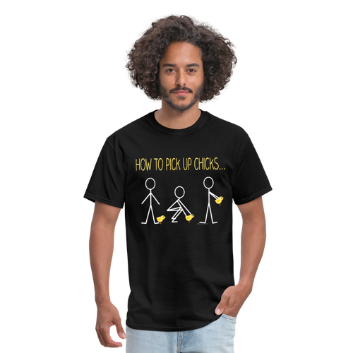 Funny Boys How To Pick Up Chicks T-shirt - black