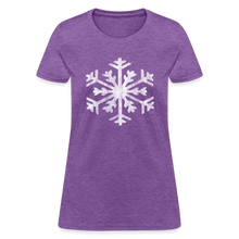 Load image into Gallery viewer, Big Giant Snowflake on Green Christmas Womens T-Shirt - purple heather