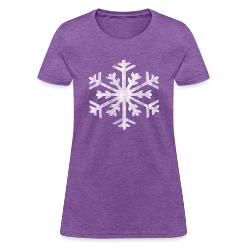 Big Giant Snowflake on Green Christmas Womens T-Shirt - purple heather