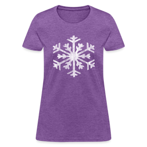 Big Giant Snowflake on Green Christmas Womens T-Shirt - purple heather