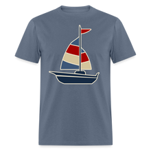 Load image into Gallery viewer, Red and Blue Nautical Sailboat Sailing T-Shirt - denim