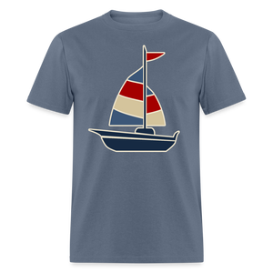 Red and Blue Nautical Sailboat Sailing T-Shirt - denim