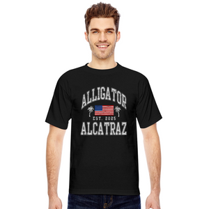 Alligator Alcatraz Est 2025 American Flag Patriotic Made in USA T-Shirt - black