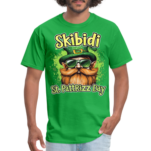 Skibidi St Patt Rizz Day Funny Patricks Meme Boy Teen T-Shirt - bright green