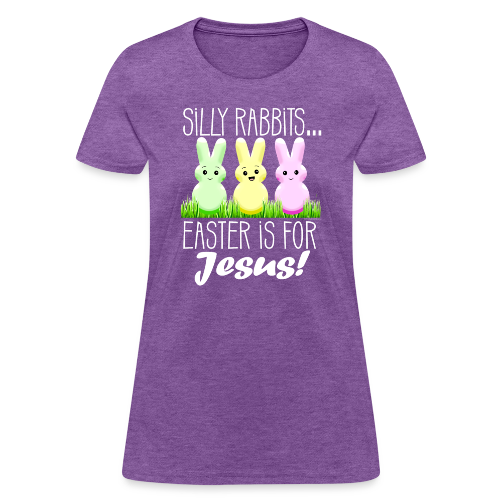 Silly Rabbits Easter is for Jesus Christian Easter Womens T-Shirt - purple heather