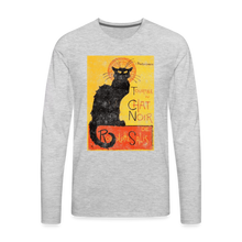 Load image into Gallery viewer, Tournee du Chat Noir Black Cat Halloween T-shirt for women long sleeve unisex - heather gray