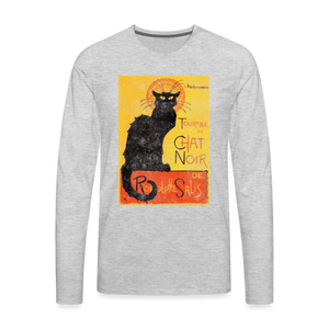 Tournee du Chat Noir Black Cat Halloween T-shirt for women long sleeve unisex - heather gray