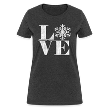 Load image into Gallery viewer, Love Snowflake Vintage Christmas T-Shirt - heather black