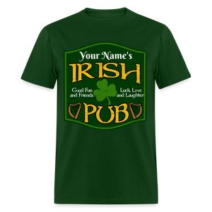 St Patricks Day Men Women Personalized Name Irish Pub T-Shirt - forest green