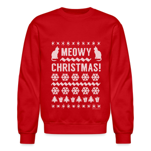 Meowy Christmas Sweater Funny Cat Sweatshirt - red