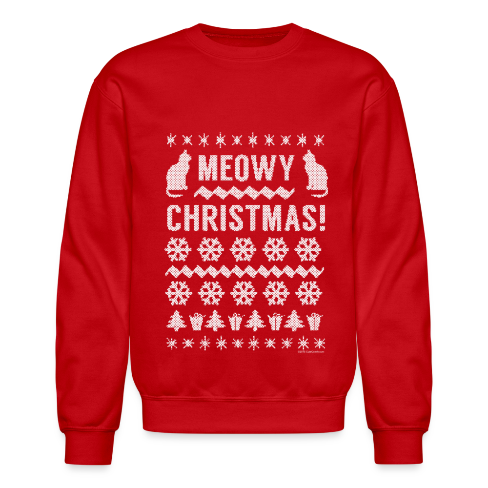 Meowy Christmas Sweater Funny Cat Sweatshirt - red