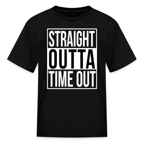 Kids Straight Outta Time Out Funny Parody Kids Boys Humor Tshirt - black