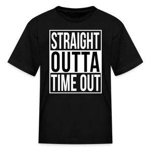 Kids Straight Outta Time Out Funny Parody Kids Boys Humor Tshirt - black