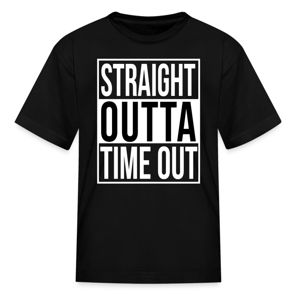 Kids Straight Outta Time Out Funny Parody Kids Boys Humor Tshirt - black