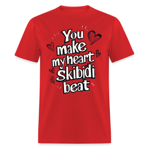 Skibidi Valentines Day Heart Funny Boy Teen Girl Guy Teacher T-Shirt - red