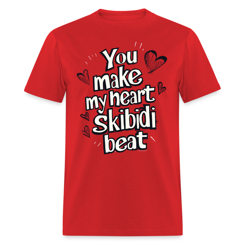 Skibidi Valentines Day Heart Funny Boy Teen Girl Guy Teacher T-Shirt - red