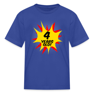 Kids Superhero Comic 4 Years Old Boys Birthday T-Shirt - royal blue