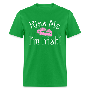 Kiss Me I'm Irish Pink Lipstick St Patricks Day Shirt - bright green