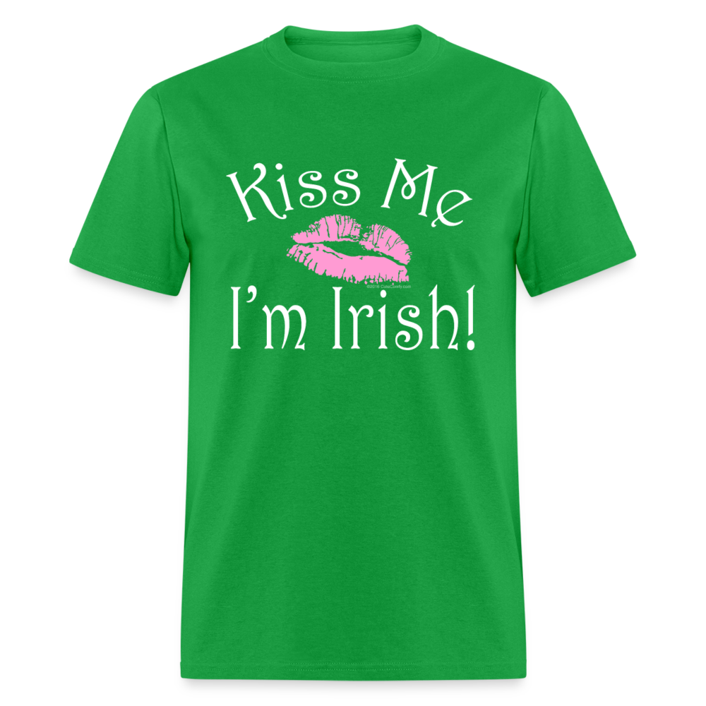 Kiss Me I'm Irish Pink Lipstick St Patricks Day Shirt - bright green