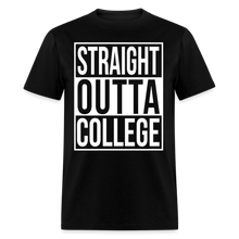 Load image into Gallery viewer, straight outta college funny movie parody graduation t shirt - black