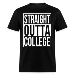 straight outta college funny movie parody graduation t shirt - black