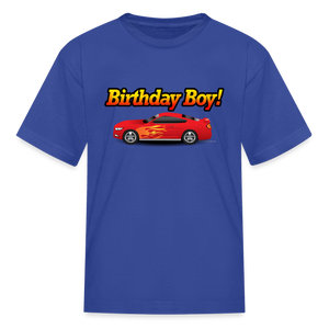 Red Race Car Boys Birthday T-Shirt - royal blue