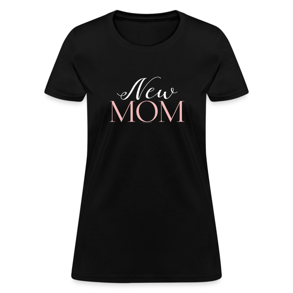 Women's Pretty Script New Mom T-Shirt - black