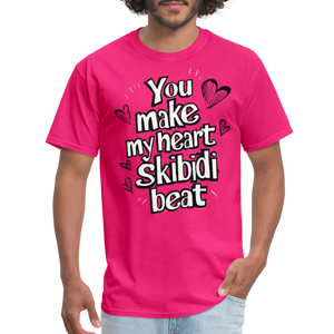 Skibidi Valentines Day Heart Funny Boy Teen Girl Guy Teacher T-Shirt - fuchsia