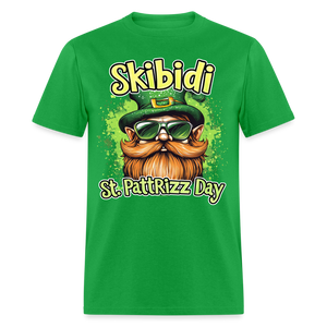 Skibidi St Patt Rizz Day Funny Patricks Meme Boy Teen T-Shirt - bright green