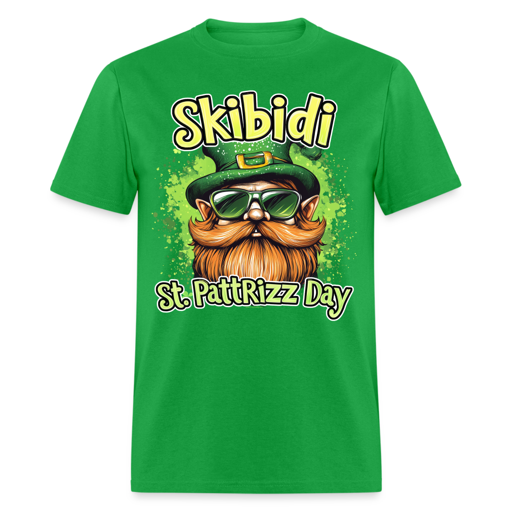 Skibidi St Patt Rizz Day Funny Patricks Meme Boy Teen T-Shirt - bright green