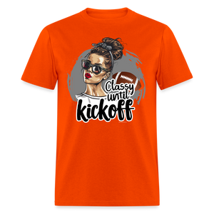 Classy until Kickoff Football Messy Bun Sports Unisex T-Shirt - orange