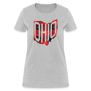 Vintage Buffalo Plaid Ohio Shape Home State T-Shirt - heather gray