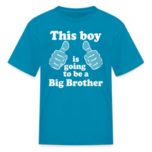 Load image into Gallery viewer, Kids Thumbs This Boy is Going to Be a Big Brother T-Shirt - turquoise