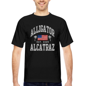 Alligator Alcatraz Est 2025 American Flag Patriotic Made in USA T-Shirt - black