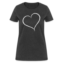 Load image into Gallery viewer, Cute Red Heart Outline Valentines Day Shirt - heather black