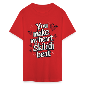 Skibidi Valentines Day Heart Funny Boy Teen Girl Guy Teacher T-Shirt - red