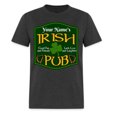 Load image into Gallery viewer, St Patricks Day Men Women Personalized Name Irish Pub T-Shirt - heather black