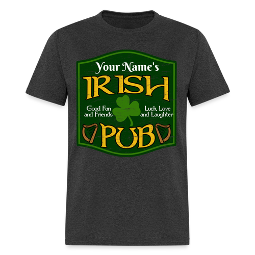 St Patricks Day Men Women Personalized Name Irish Pub T-Shirt - heather black