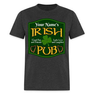 St Patricks Day Men Women Personalized Name Irish Pub T-Shirt - heather black