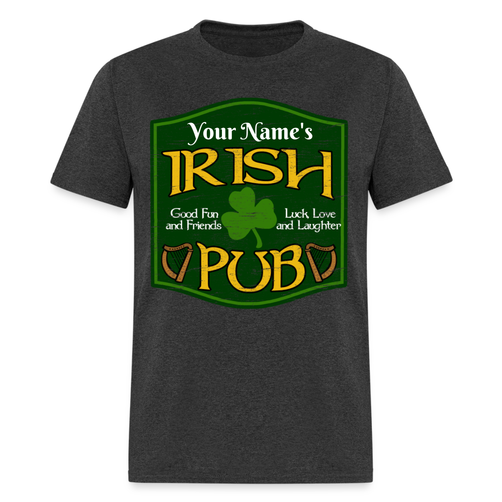 St Patricks Day Men Women Personalized Name Irish Pub T-Shirt - heather black